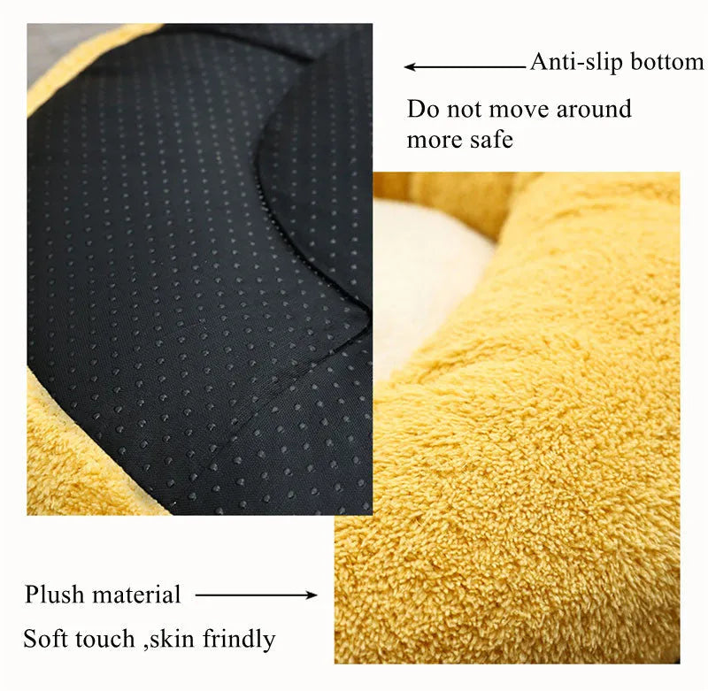 Brown and white corgi-shaped plush pet bed for dogs or cats