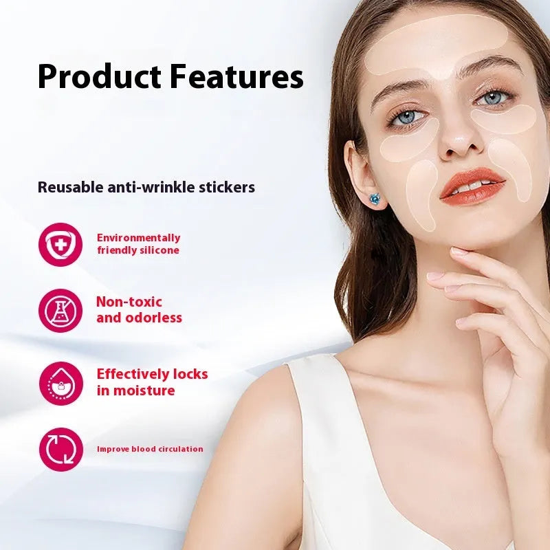 Five reusable silicone anti-wrinkle face patches for wrinkle removal and prevention
