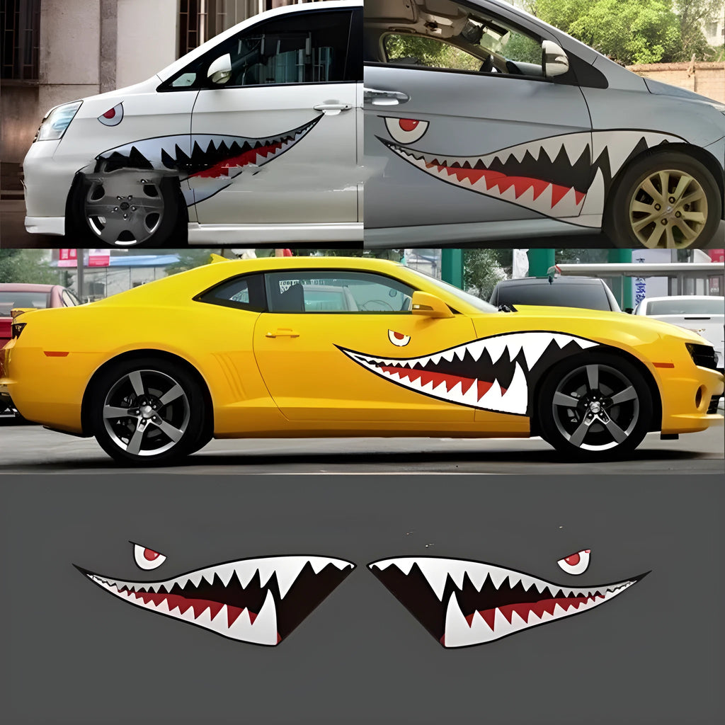 Shark design PVC car body sticker for vehicle personalisation in outdoor suitable material