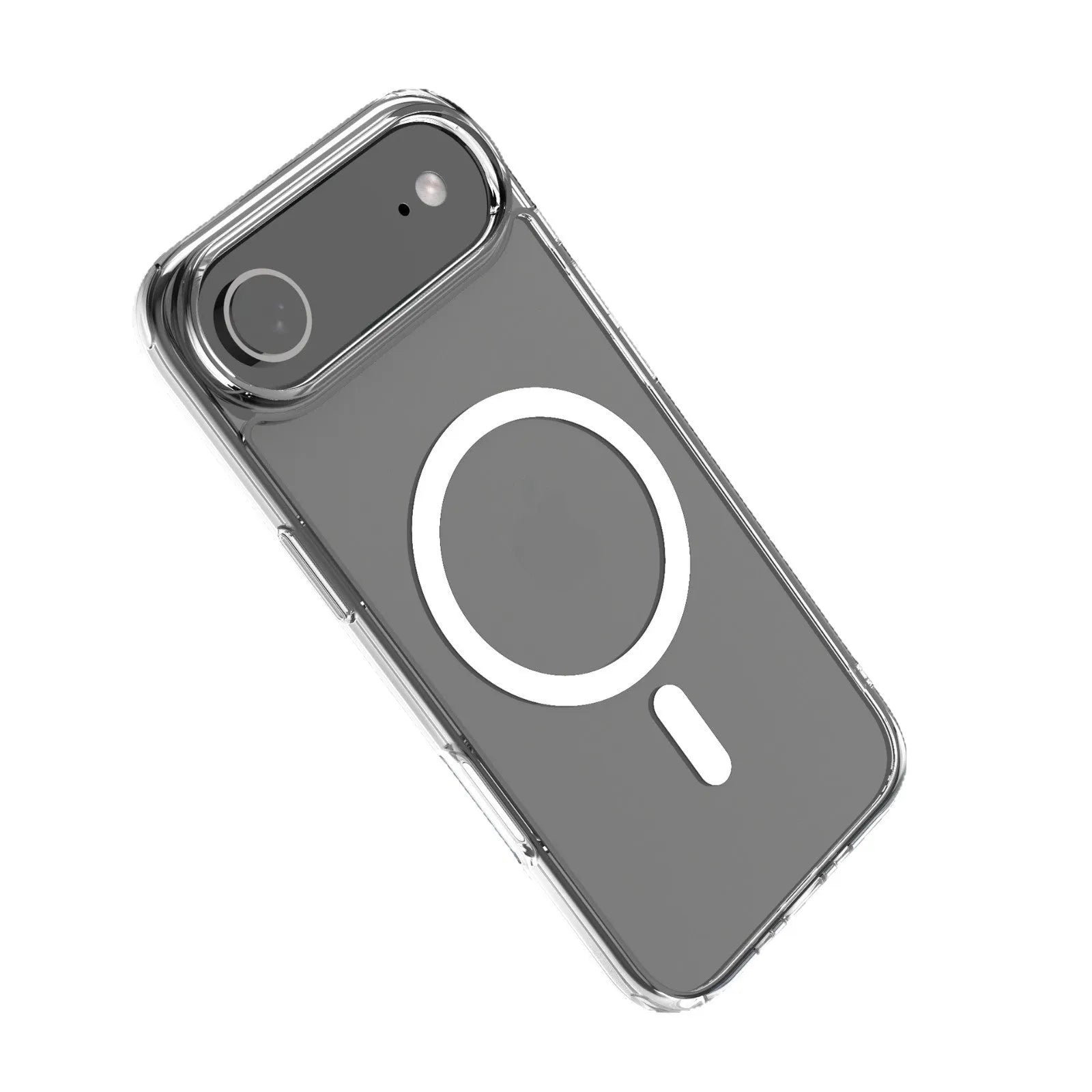Transparent magnetic iPhone 17 phone case showing TPU composite construction and magnetic charging compatibility