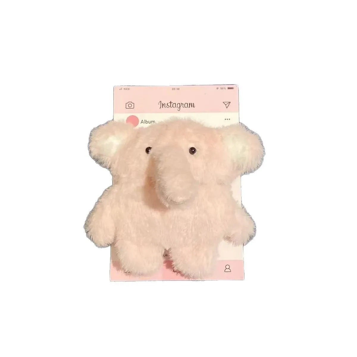 Pink plush baby elephant wireless Bluetooth earbuds case for AirPods, flannel fabric with cartoon design