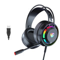 Black wired gaming headset with microphone and 2.2 metre cable for computer and mobile phone use