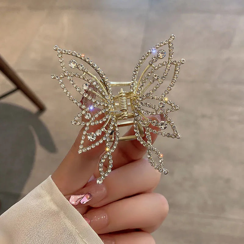 Butterfly hair clip for women with alloy electroplated construction in 6.7 x 6.2 cm size