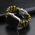 Nylon woven steel buckle strap for Apple Watch, black with connector, fits 38/40mm