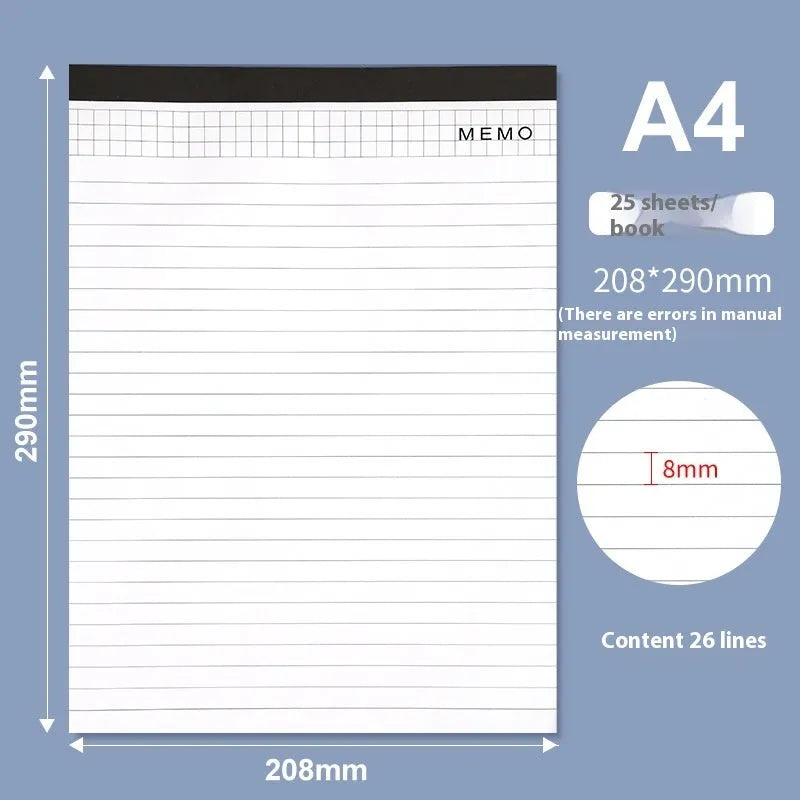 A4 tearable grid notebook with paper cover open to show ivory white pages with subtle grid pattern