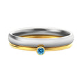 December birthstone engraved titanium steel ring with geometry shape and steel lettering on band.