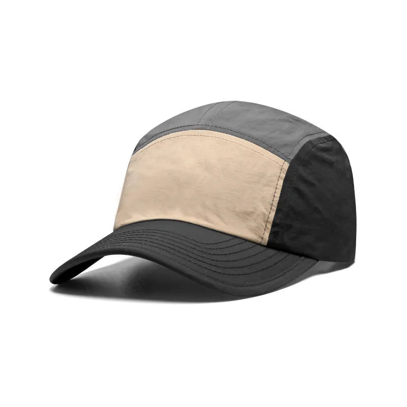 Men's curved brim baseball cap in cotton polyester fabric, khaki colour option