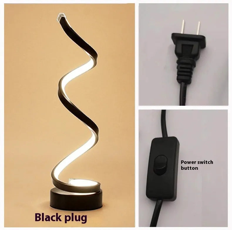 Black or white LED table lamp with aluminium shade and metal base