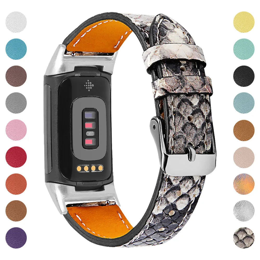 Genuine cowhide leather replacement strap for Fitbit Charge 5 and Charge 6 fitness trackers