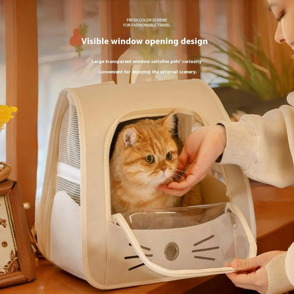 Multi-purpose folding pet bag in Oxford cloth with animal pattern, available in Beige colour