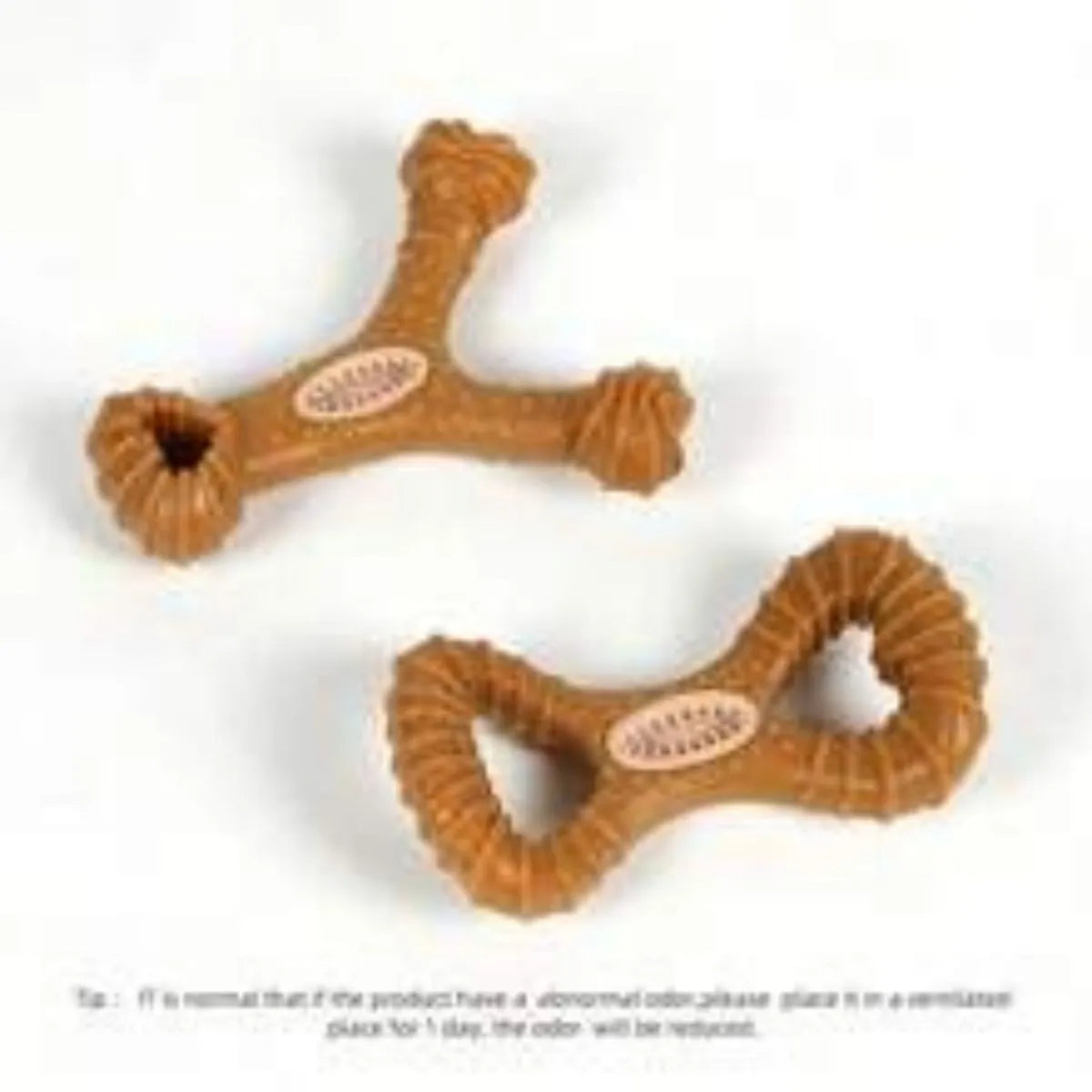 Durable rubber dog chew toy bone in 8-shape and Y-shape configurations for teeth cleaning and interactive play