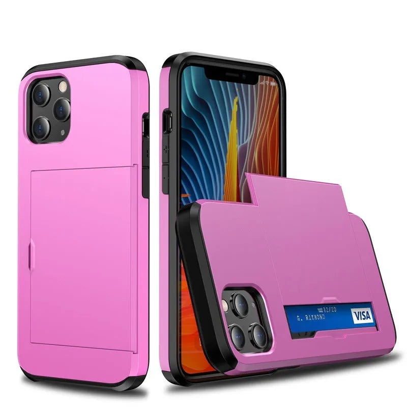 iPhone mobile phone case with sliding card cover in multiple colour options