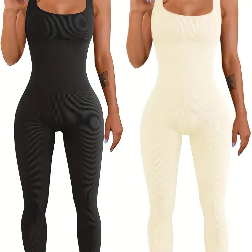 Women's spandex suspender tank top tights with waist design and long sleeves in multiple colour options