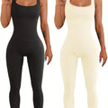 Women's spandex suspender tank top tights with waist design and long sleeves in multiple colour options