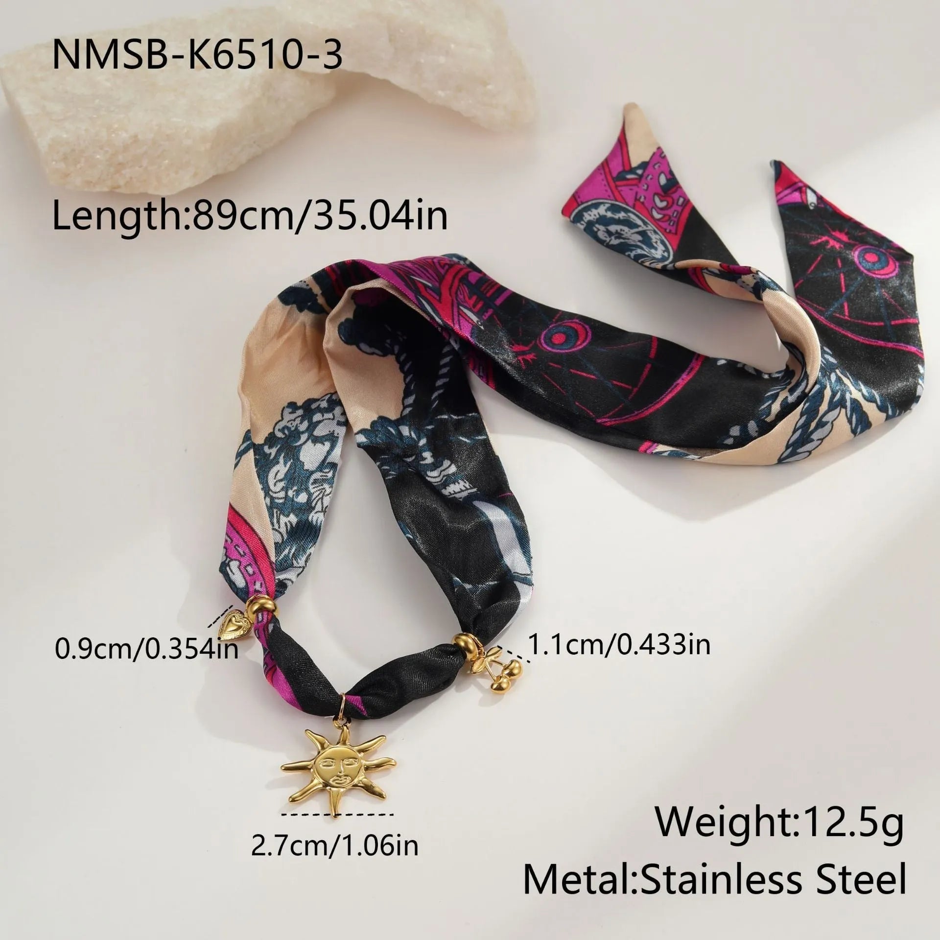 Women's geometric sun pendant necklace and bracelet in stainless steel with 18K electroplating for autumn winter wear