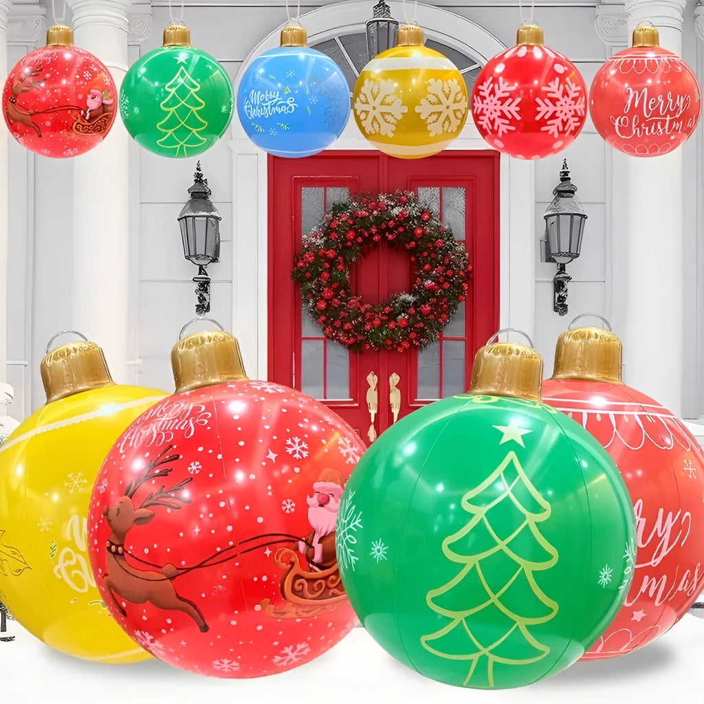 Inflatable PVC Christmas ball decoration for outdoor garden use with hand pump