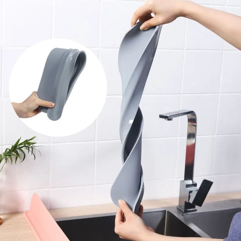 Silicone sink water blocking plate in grey, blue or black colours showing dimensions 52x5x85mm