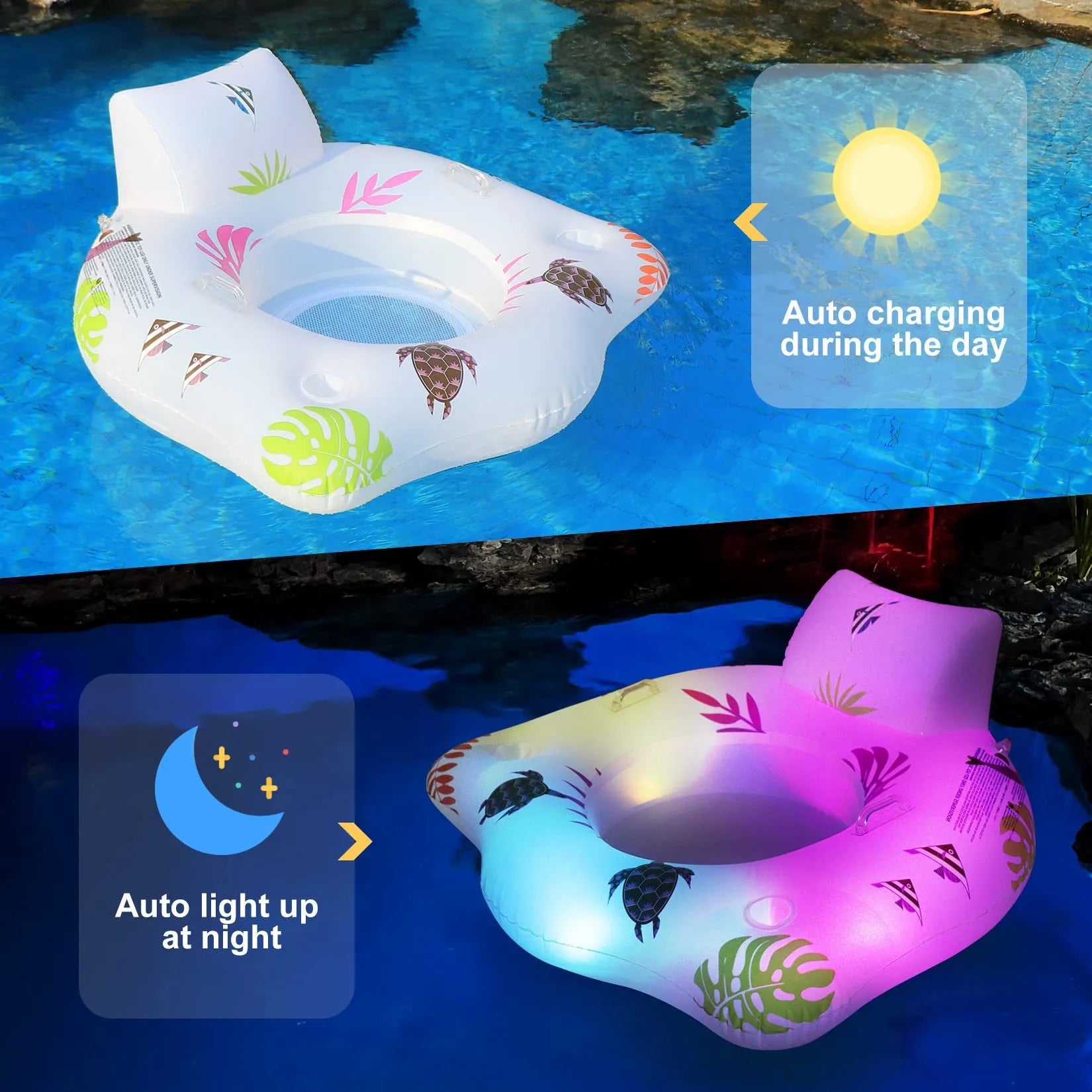 White U-shaped luminous inflatable float measuring 120x120 cm