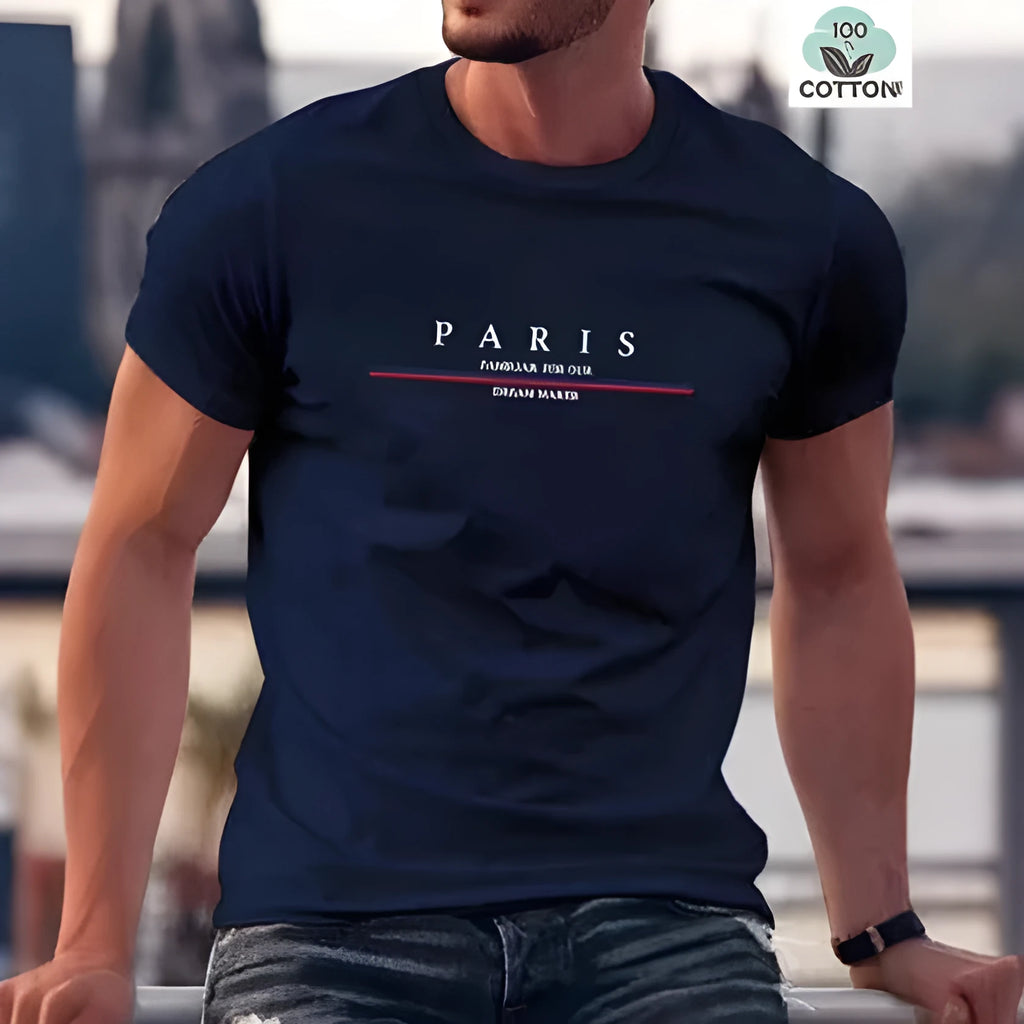 Men's heavyweight pure cotton short-sleeve T-shirt with a letter print in a loose, casual fit.