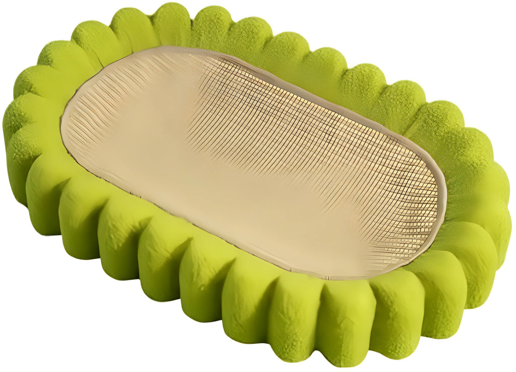 Green oval cat scratch pad bowl measuring 650mm with high hardness sisal scratching surface