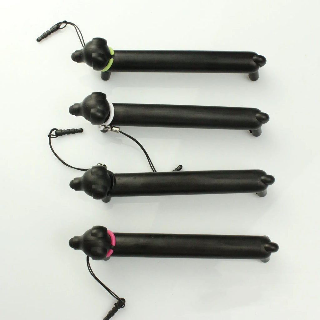 Black dog-shaped touch screen stylus with conductive tip and adjustable length design