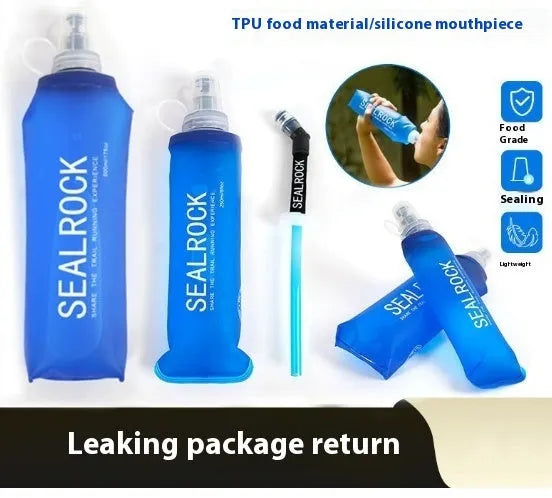Plastic portable drinking straw for mountain biking and climbing on rough terrain.