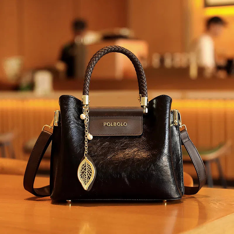 Genuine leather tote bag for women large capacity horizontal rectangular casual travel bag with internal pockets