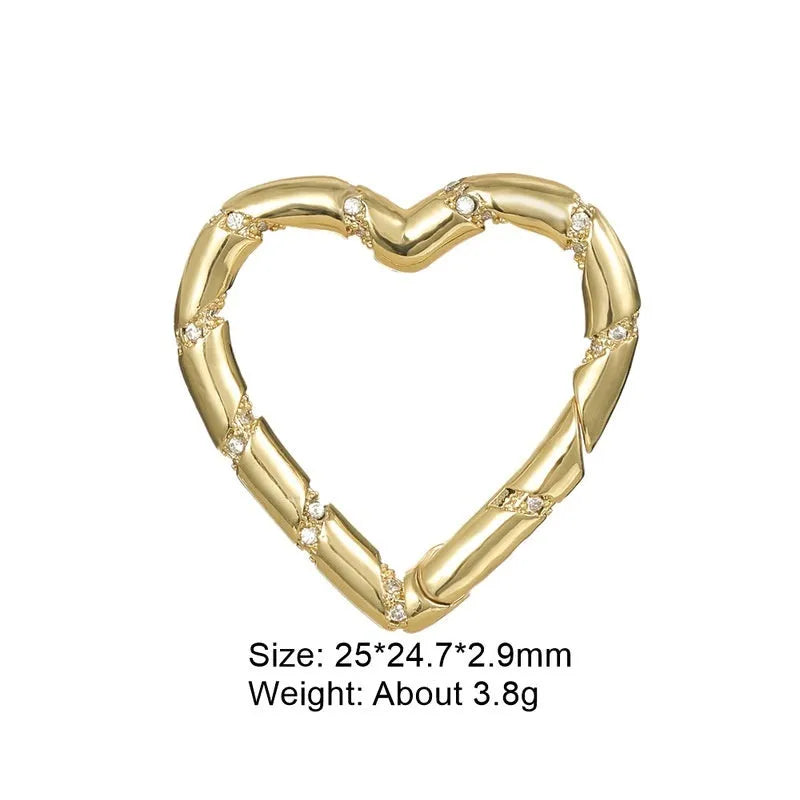 Copper climbing heart button with micro zircon inlay and gold electroplating