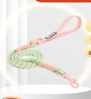 PVC solid colour dog leash with hand holding rope in dark red or taoyao green, 120cm length