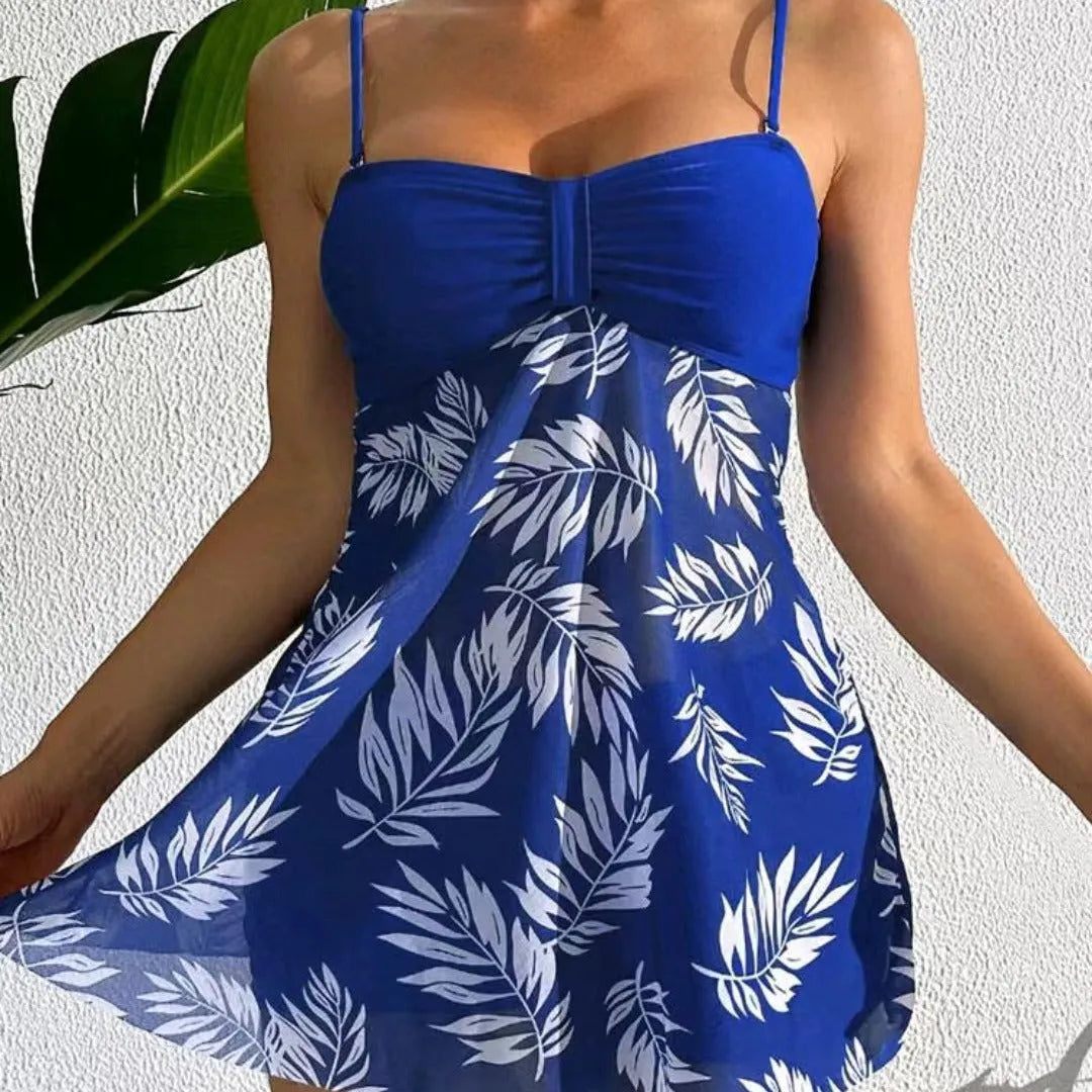 Women's high waist mesh swimsuit split boxers in black, blue, or peacock green