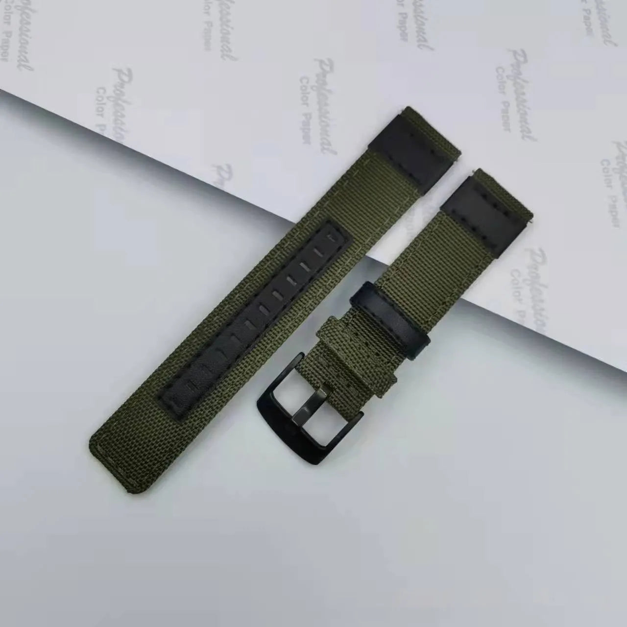 Oxford cloth canvas watch strap showing multiple width and colour options