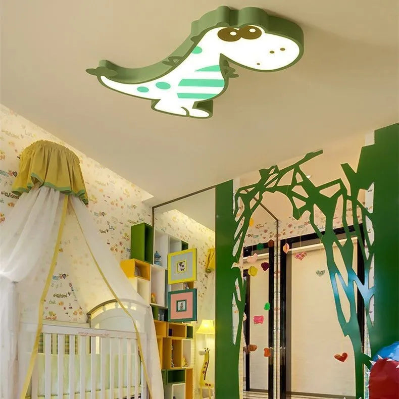 Cartoon dinosaur ceiling light with PVC shade and aluminium body in 48CM size for bedroom use