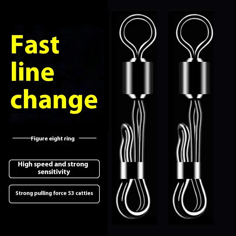 Brass quick change barrel swivel fishing tackle with 8-word ring and corrosion-resistant finish