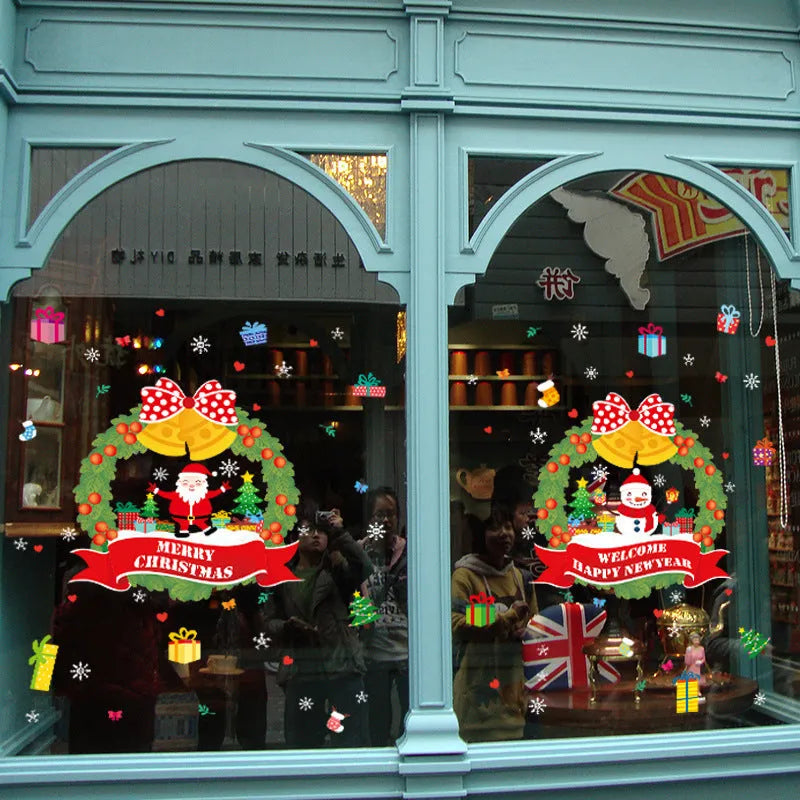 Colourful cartoon Christmas static wall sticker with 60x45cm dimensions for window decoration