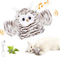 Grey interactive owl cat toy with flapping wings for indoor feline play