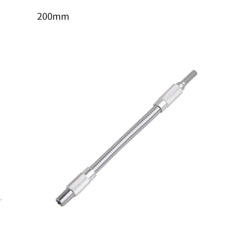 Silver metal flexible shaft extension for rotary tool with 6.35mm shank, 300mm length