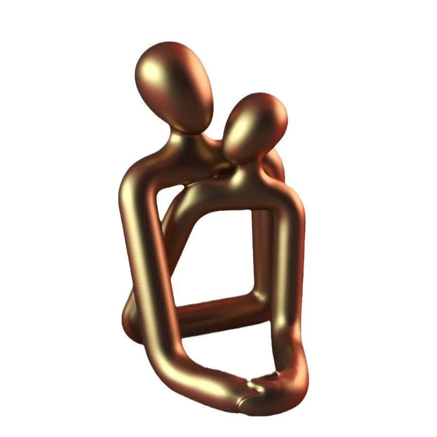 Modern simple style loving couple resin statue in milky white or gold colour for home decor