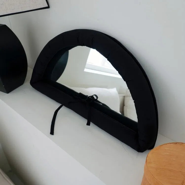 Hanging fabric mirror with soft cotton padding for photography backgrounds in solid colours