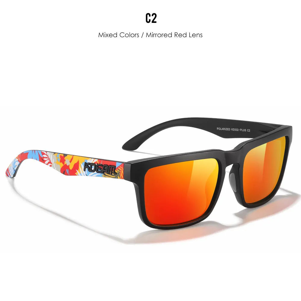 Polarized square sunglasses with TAC lens and PC frame in multiple colour options for outdoor use